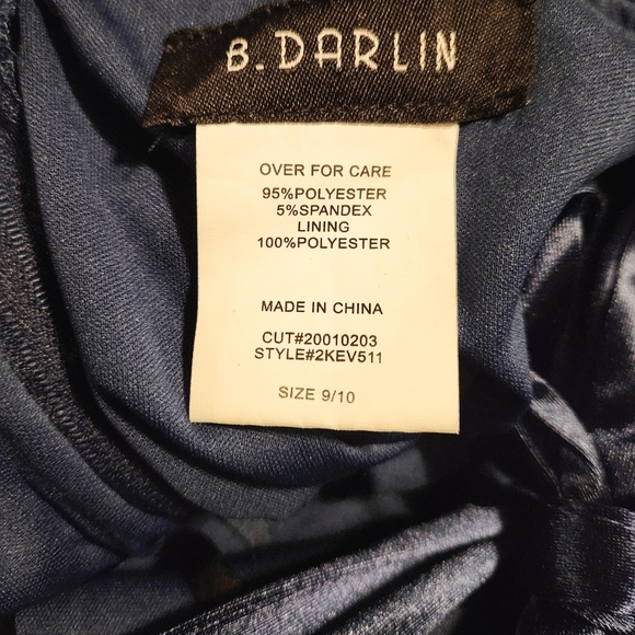 B. Darlin Marine Blue Satin Strappy Back Dress - Picture 10 of 10